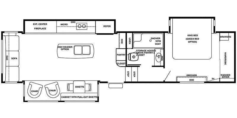 41' 2016 Forest River Riverstone Legacy 38TS w/3 Slides Floorplan
