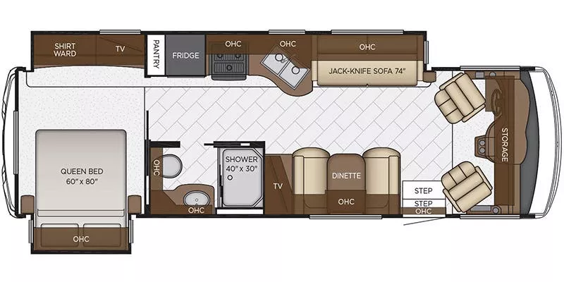 31' 2019 Newmar Baystar 3014 w/2 Slides Floorplan