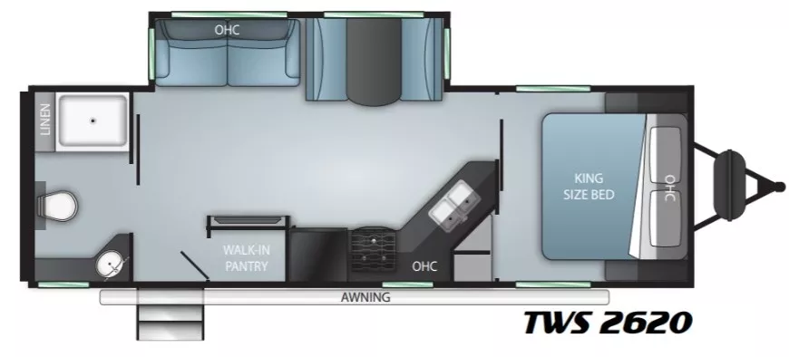 30' 2021 Cruiser RV Twilight Signature 2620 w/Slide Floorplan