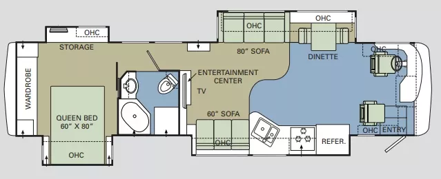 40' 2008 Holiday Rambler Endeavor 40SKQ 400hp Cummins w/4 Slides Floorplan