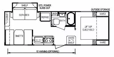 26' 2012 Skyline Koala Super Lite 23CS w/Slide Floorplan