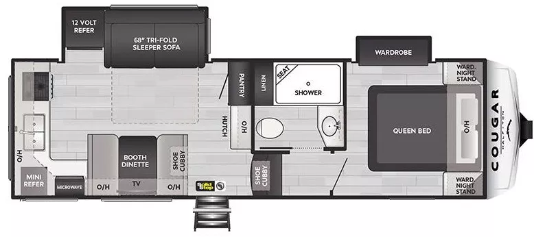 27' 2024 Keystone Cougar Half-Ton 23MLE w/2 Slides Floorplan