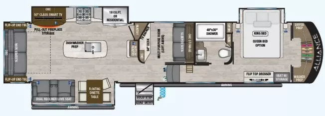 41' 2022 Alliance RV Paradigm 390MP w/3 Slides Floorplan