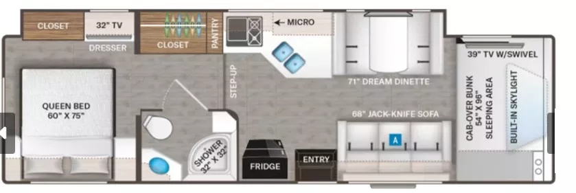32' 2024 Thor Quantum WS31 w/Slide Floorplan
