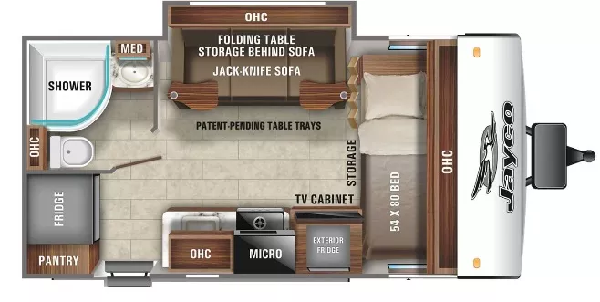 20' 2022 Jayco Jay Feather 166FBS w/Slide Floorplan