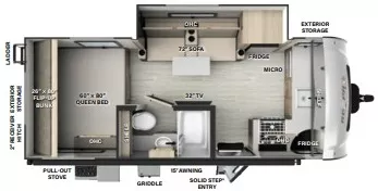 22' 2024 Forest River Rockwood Geo Pro 20FKS w/Slide - Bunk House Floorplan