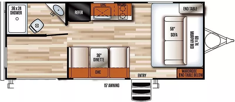 22' 2020 Forest River Vibe 17DB Floorplan