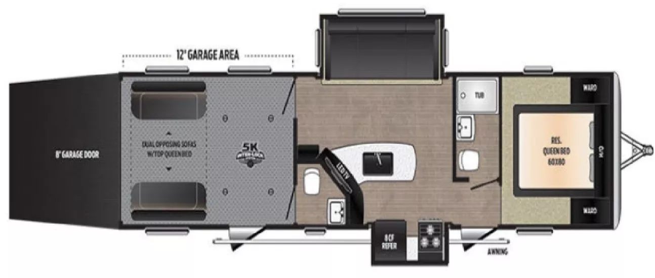 37' 2019 Keystone Impact 332 w/2 Slides & Generator  - Toy Hauler Floorplan