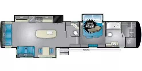 43' 2020 Heartland Landmark 365 w/3 Slides Floorplan