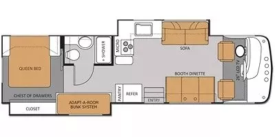 33' 2013 Thor Hurricane 33G w/2 Slides - Bunk House Floorplan