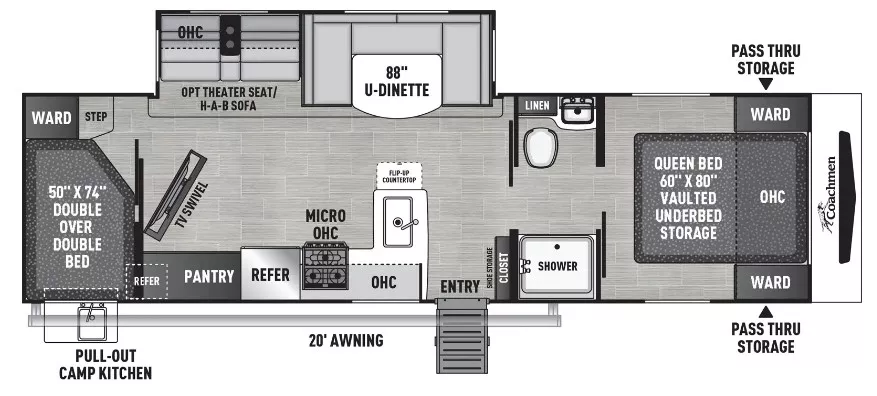 34' 2023 Coachmen Freedom Express Ultra Lite 294BHDS w/Slide - Bunk House Floorplan