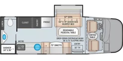 24' 2023 Thor Axis 24.3 w/Slide Floorplan