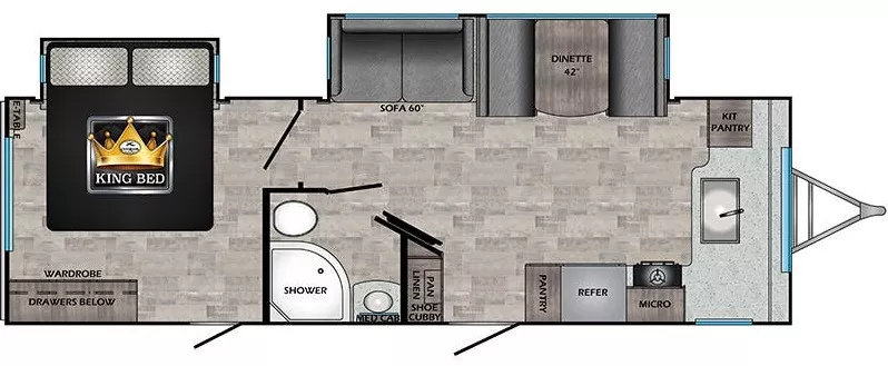 31' 2021 Crossroads Sunset Trail 269FK w/2 Slides Floorplan
