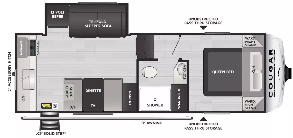 26' 2024 Keystone Cougar Sport 2100RK w/Slide Floorplan