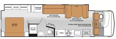 36' 2015 Thor Hurricane 34F w/Slide Floorplan