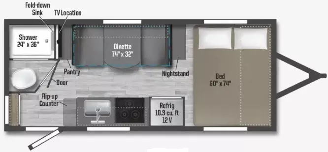 21' 2023 Winnebago Micro Minnie 1720FB Floorplan