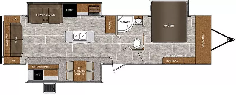 37' 2019 Forest River Wildcat 322RLI w/3 Slides Floorplan