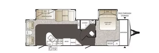 31' 2016 Keystone Outback 277RL w/2 Slides Floorplan