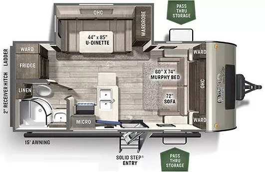 22' 2021 Forest River Flagstaff Micro Lite 21DS w/Slide Floorplan