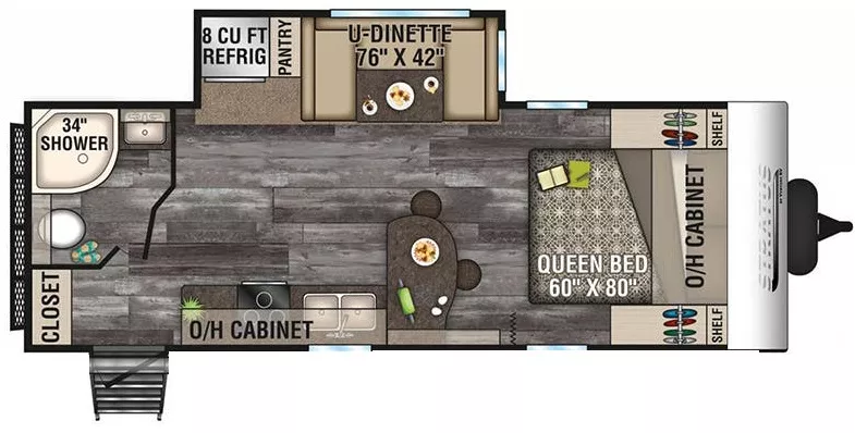 26' 2020 Venture RV Stratus 231VRB w/Slide Floorplan