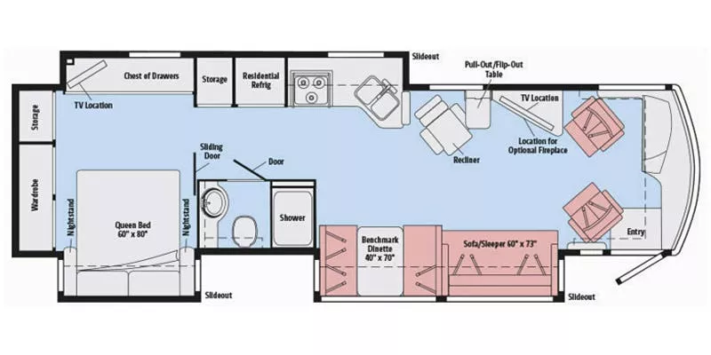 37' 2016 Winnebago Forza 36G 340hp N/A w/4 Slides Floorplan