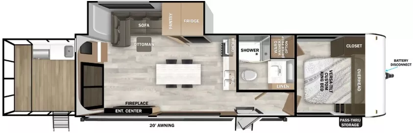 39' 2025 Forest River Wildwood VERANDA 32 w/Slide Floorplan