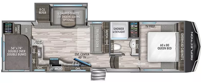 32' 2022 Grand Design Reflection 150 278BH w/Slide - Bunk House Floorplan