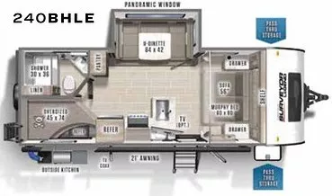 25' 2020 Forest River Surveyor Legend 240BHLE w/Slide - Bunk House Floorplan