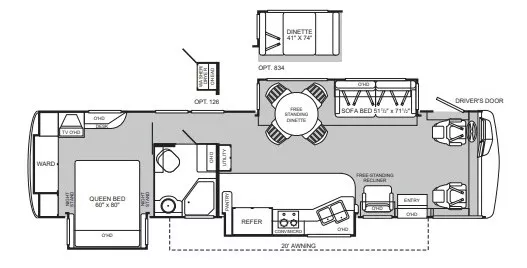 38' 2004 Fleetwood Pace Arrow 37C w/3 Slides Floorplan