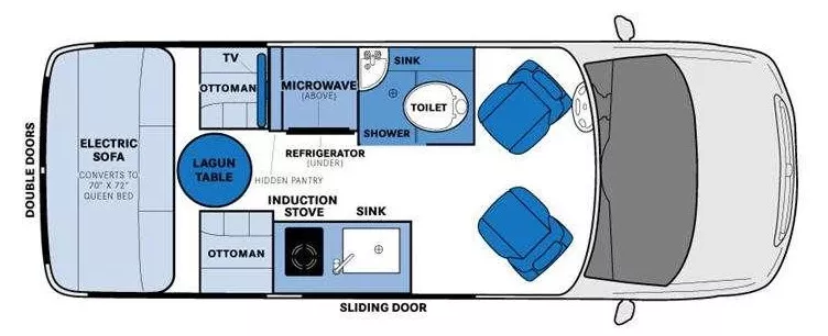 19' 2018 Pleasure-Way Ascent TS SPRINTER Floorplan