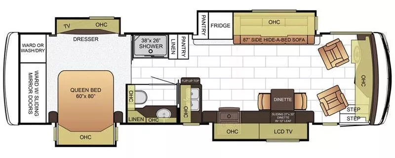 34' 2017 Newmar Ventana 3427 360hp Cummins w/4 Slides Floorplan