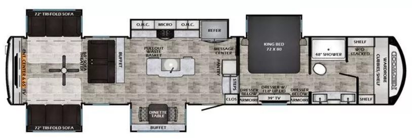 45' 2025 Crossroads Redwood 415RD w/5 Slides & Generator Floorplan