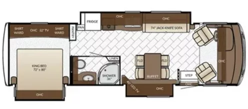 31' 2017 Newmar Bay Star 3113 w/3 Slides Floorplan