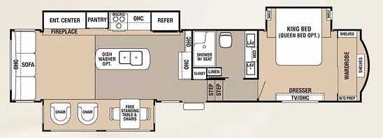 40' 2018 Forest River Cedar Creek Hathaway 36CK2 w/3 Slides Floorplan