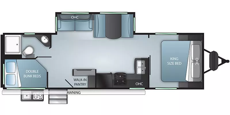 30' 2021 Cruiser RV Twilight Signature 2800 w/Slide - Bunk House Floorplan