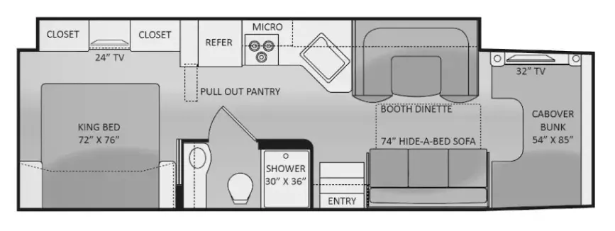 34' 2013 Thor Chateau 33SW w/Slide Floorplan