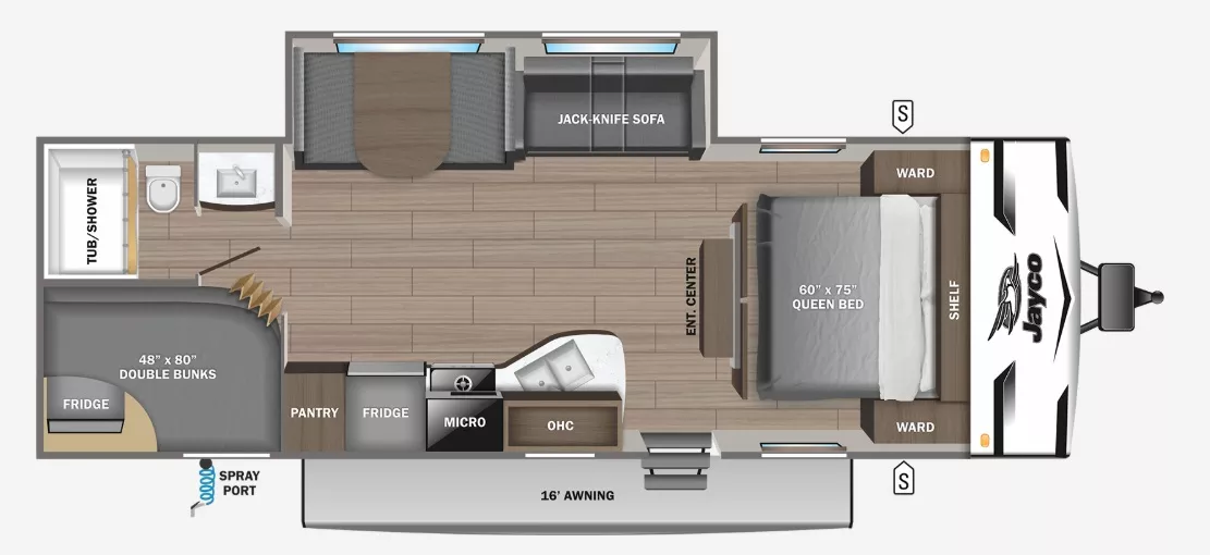 30' 2024 Jayco Jay Flight Slx 261BHS w/Slide - Bunk House Floorplan