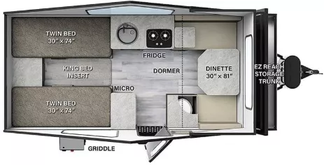 21' 2019 Forest River Rockwood 213HW Floorplan