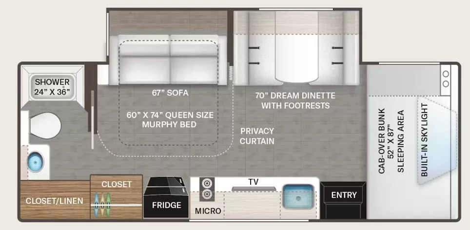 26' 2022 Thor Quantum MB24 w/Slide Floorplan