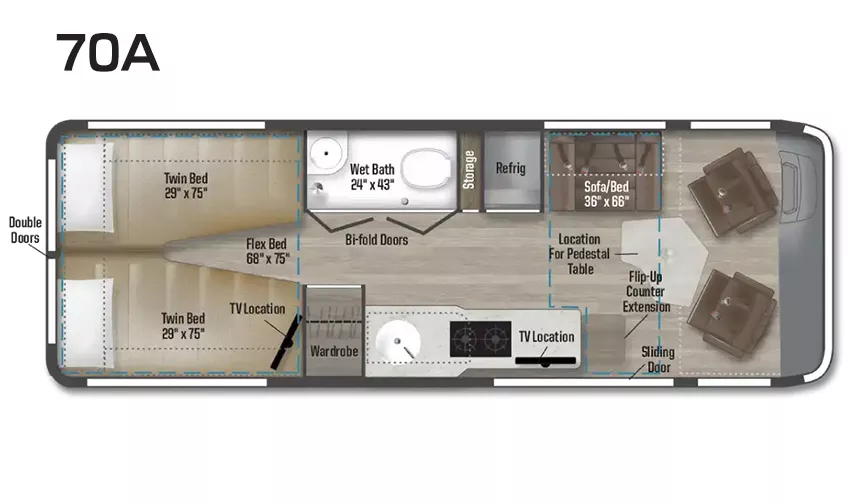 24' 2020 Winnebago Era 70A Floorplan