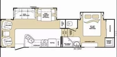 34' 2010 Keystone Montana 2955RL w/2 Slides Floorplan