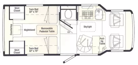 22' 2002 Winnebago Rialta 22FD Floorplan
