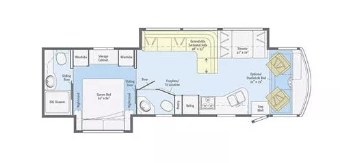35' 2014 Winnebago Itasca Sunstar 35F w/2 Slides Floorplan
