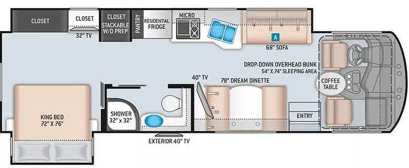 34' 2020 Thor Miramar 32.2 w/2 Slides Floorplan