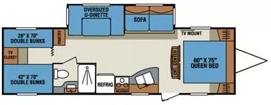 33' 2014 Kz Sportsmen 314BH w/Slide - Bunk House Floorplan