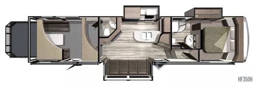 40' 2019 Highland RV Highlander 350H w/3 Slides & Generator  - Toy Hauler Floorplan