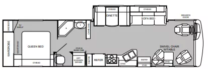 37' 1999 Fleetwood Pace Arrow 37S w/Slide Floorplan