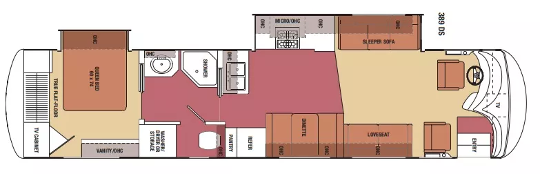 38' 2007 Coachmen Cross Country 389DS 300hp Cummins w/2 Slides Floorplan