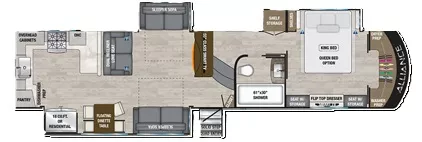40' 2021 Alliance RV Paradigm 372RK w/3 Slides Floorplan