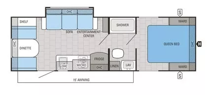 27' 2016 Jayco Jay Feather 23RD w/Slide Floorplan